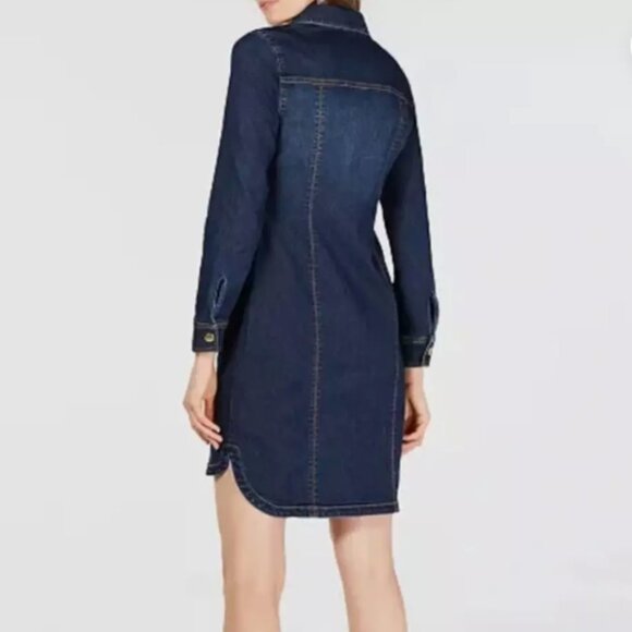 INC International Concepts Women's Jeans Dress Sz 8 Fitted Denim Shirtdress NEW! - Picture 2 of 9